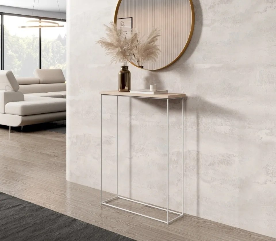 Consolă hol, 60x20x80 cm Sili 1, ADRK Furniture (Culoare: Auriu / Stejar Lancelot)