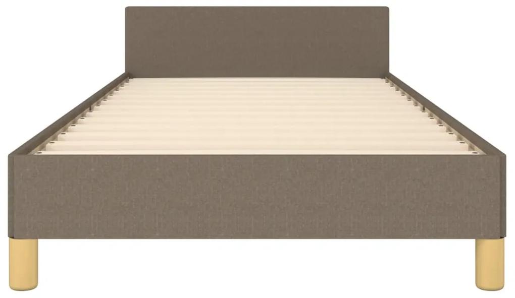 Cadru de pat cu tablie, gri taupe, 100x200 cm, textil Gri taupe, 100 x 200 cm, Cu blocuri patrate