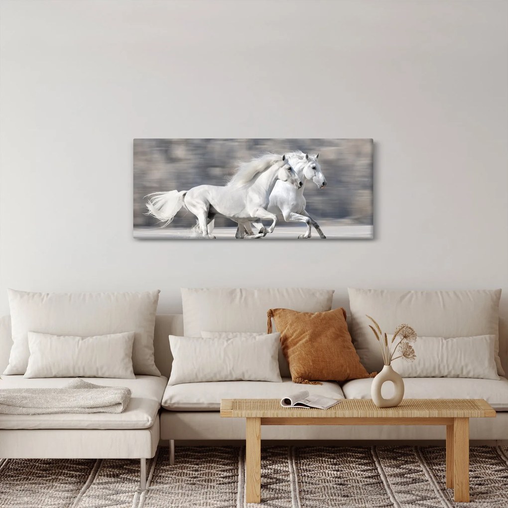 Tablou - Cai albi în timpul iernii (120x50 cm)