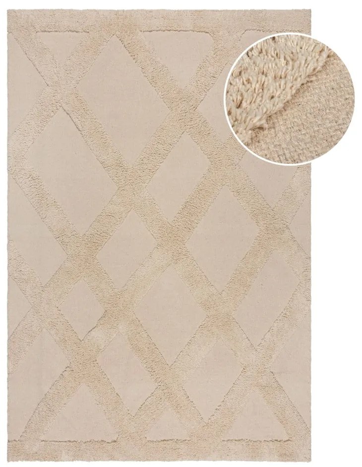 Covor bej din bumbac 160x230 cm Tessa Diamond – Flair Rugs