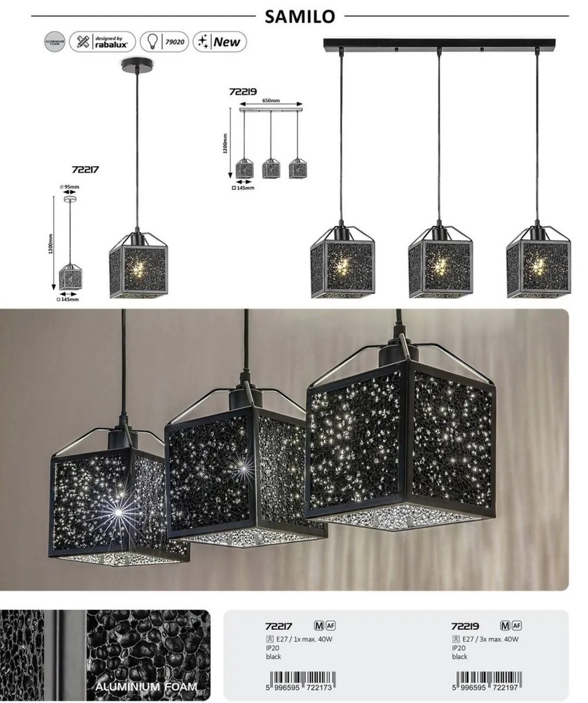 Lustra moderna cu 3 pendule Samilo