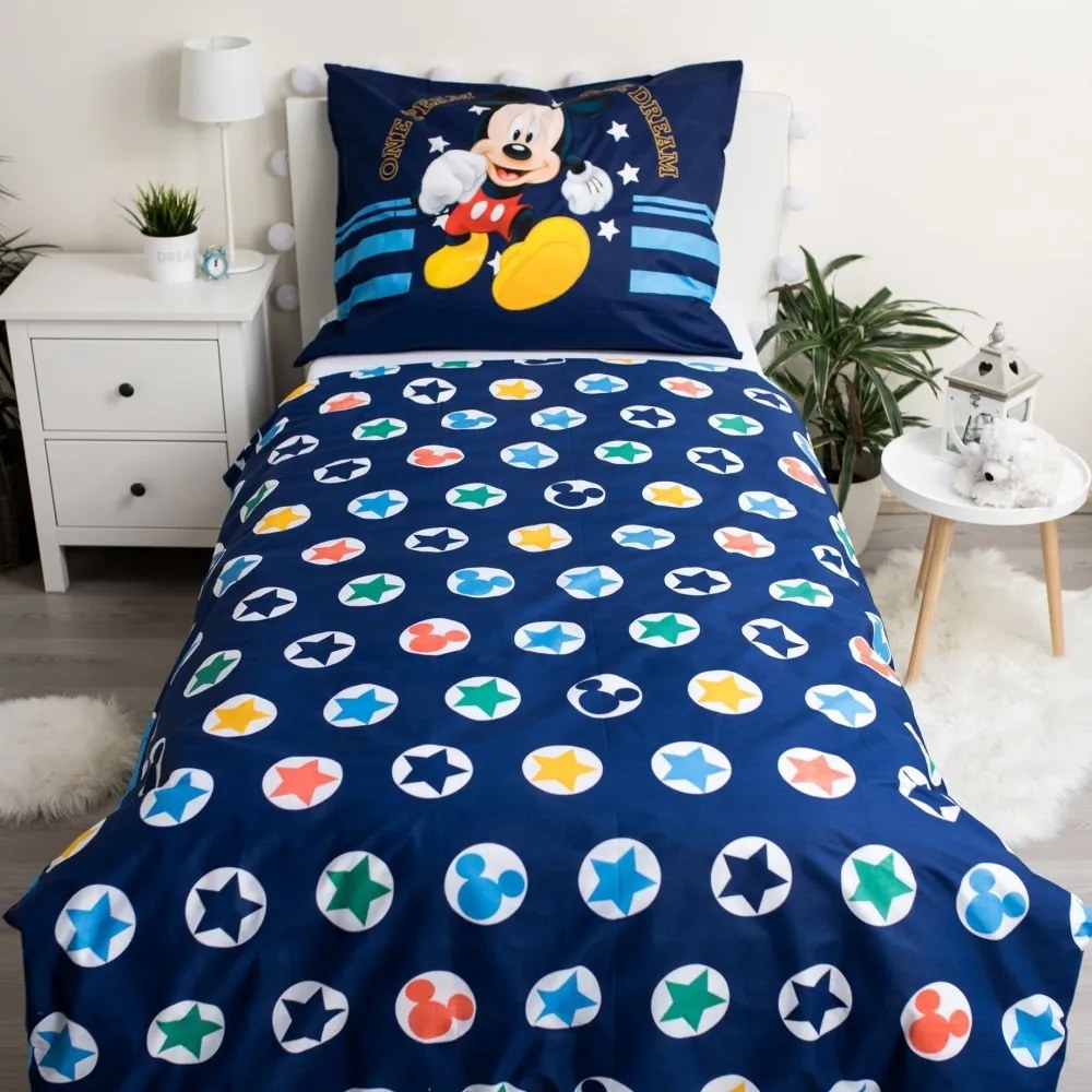 Lenjerie de pat bumbac copii MICKEY MOUSE TEAM albastru Dimensiune lenjerie de pat: 70 x 90 cm | 140 x 200 cm