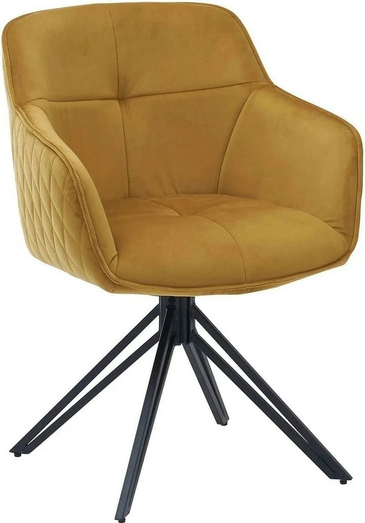 Scaun EMMA, galben/negru, stofa/metal, 59x62x82 cm