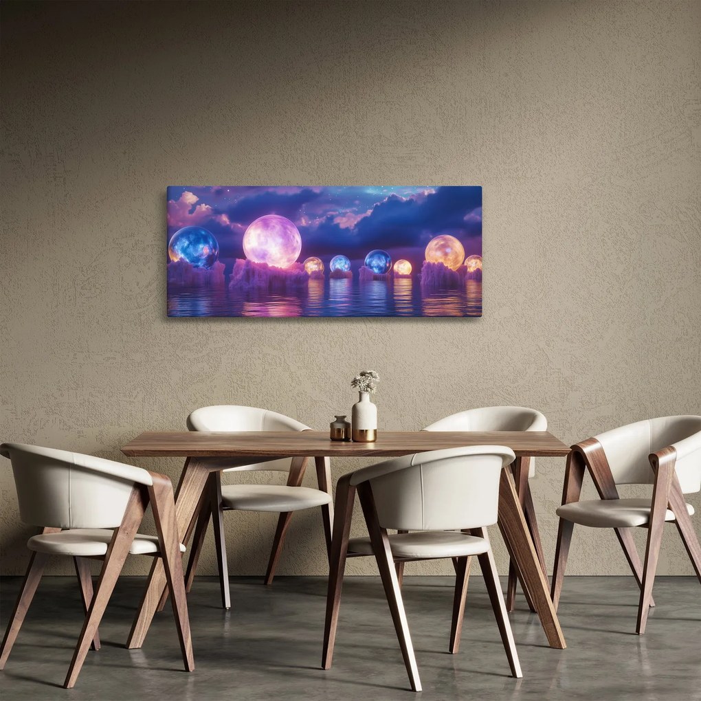 Tablou - Planete pe apă (120x50 cm)