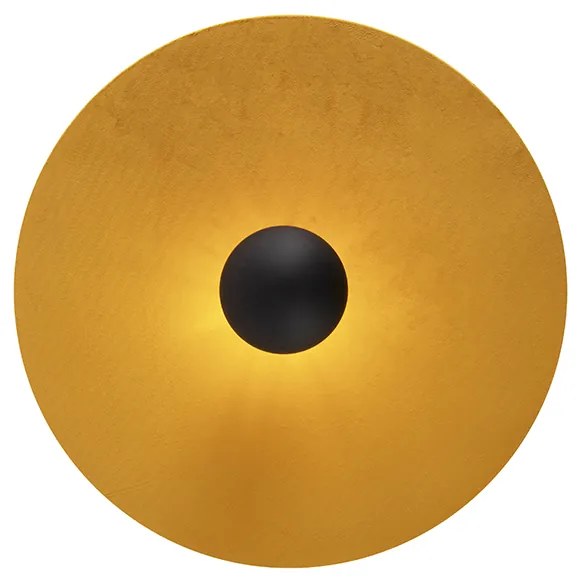 Plafoniera neagră cu abajur plat galben 45 cm - Combi