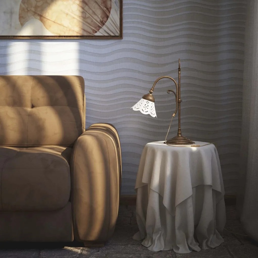 Lampa de masa din alama si abajur ceramic Zefira