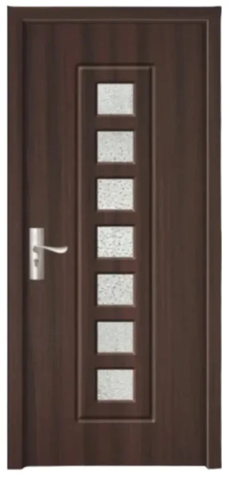 Usa Interior din MDF Novo Doors ND236, Cadru din Lemn Masiv, Geam Sablat, KIT COMPLET, Toc , Manere si balamale incluse (Culoare: Wenge, Toc: