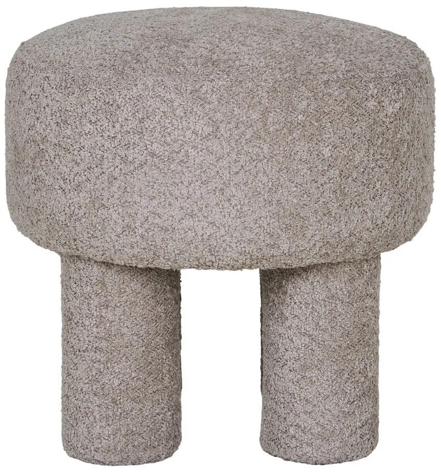 Taburet gri deschis cu tapițerie din țesătură bouclé Perth – House Nordic
