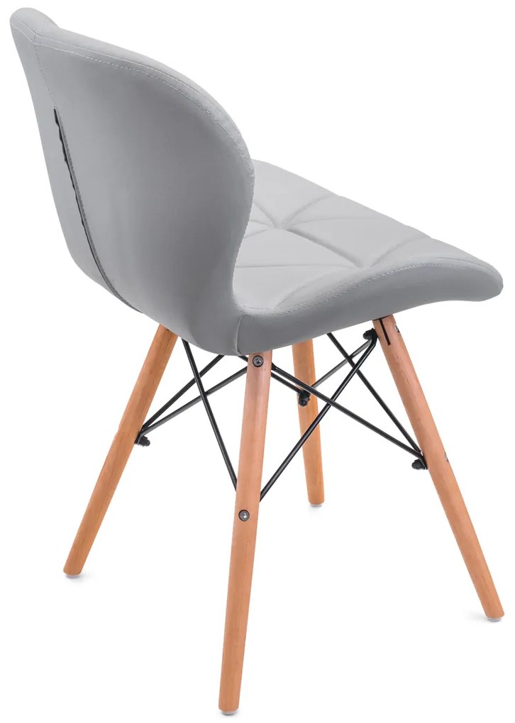 Scaune de sufragerie 4buc din piele, Light Grey