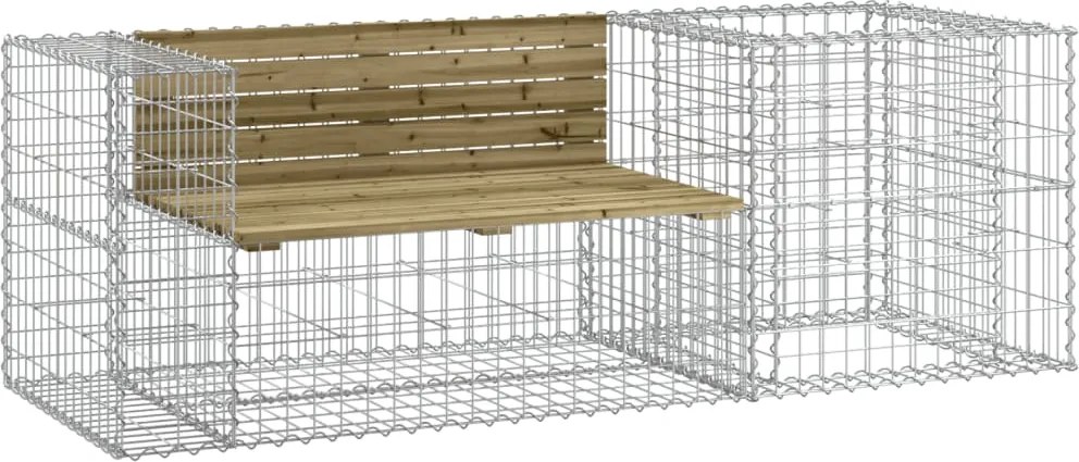 vidaXL Bancă de grădină & coș gabion, lemn de pin tratat