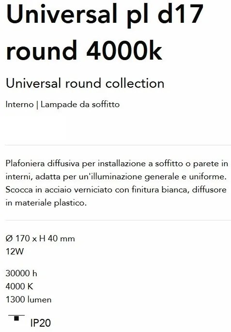 Plafoniera LED design circular, Universal pl d17 round 4000k