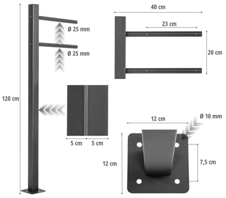 STILISTA Suport pentru cutia poștală, 120 cm, antracit