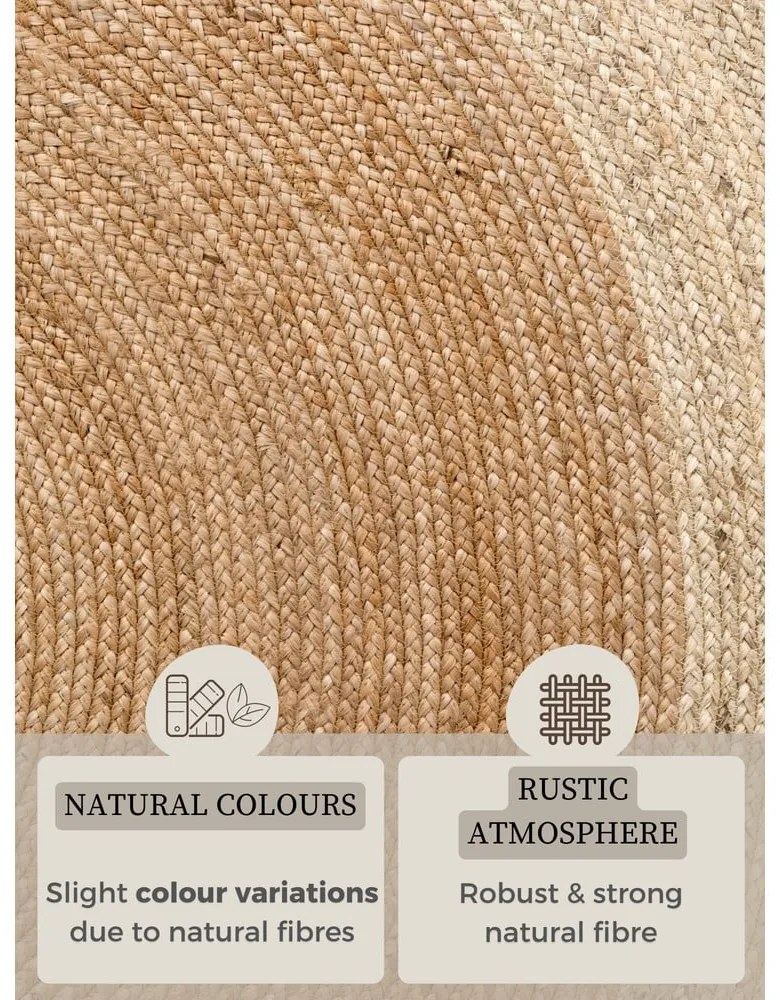 Covor în culoare naturală reversibil, țesut manual rotund din iută ø 120 cm Jutta Gold – Hanse Home