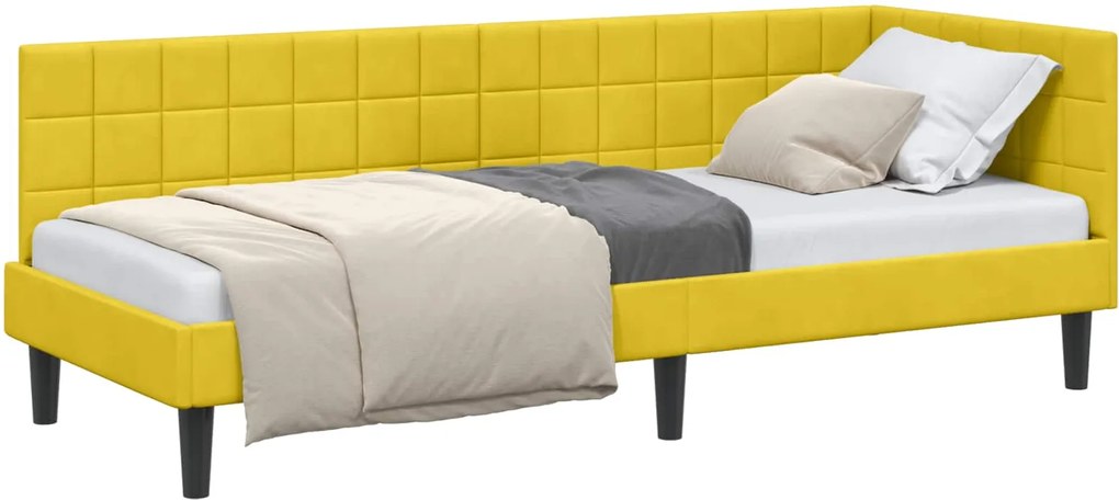 vidaXL Cadru de pat colțar cu headboard Galben 80 cm x 200 cm Catifea