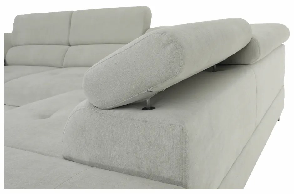 Colţar, material textil gri deschis, model dreapta, BUTON P