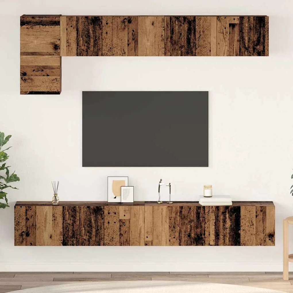 vidaXL Set comodă TV 5 pcs Lemn vechi Mediu 100 cm x 30 cm x 30 cm