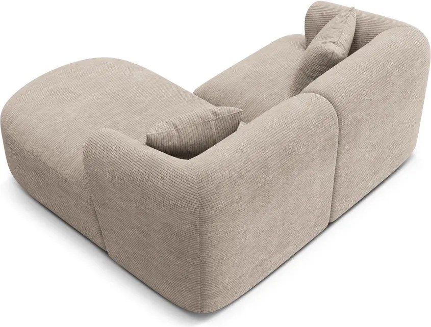 Colțar maro deschis cu tapițerie din catifea reiată (cu colț pe partea dreaptă/cu șezlong) Campi – Cosmopolitan Design