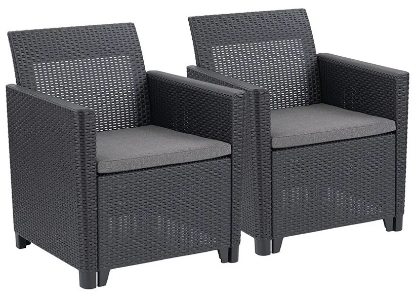 Fotoliu de grădină Claire duo din ratan, grafit