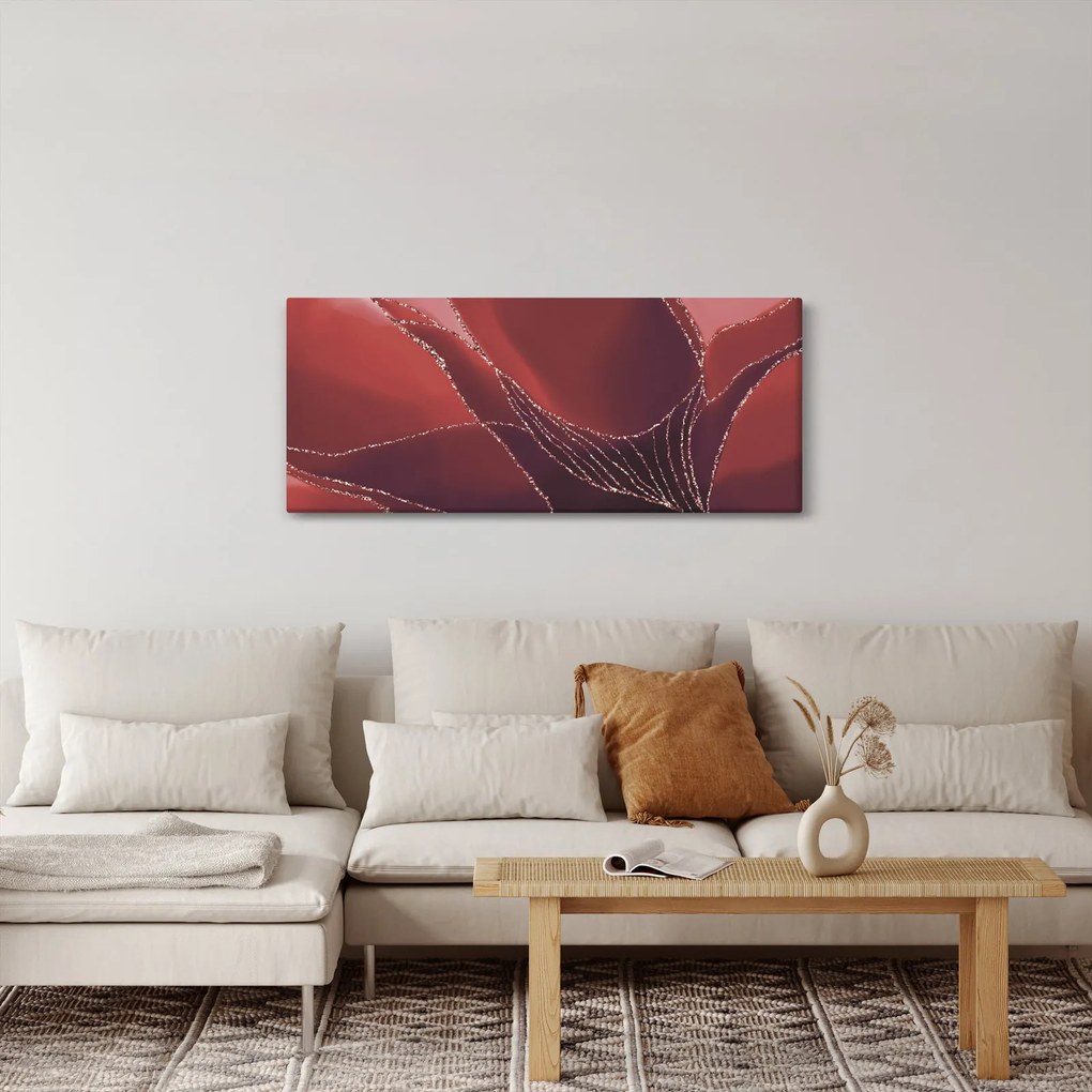 Tablou - Floare abstractă roșie N⁰2 (120x50 cm)