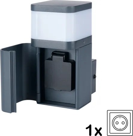 Brilagi - Aplică de exterior PILLAR cu priză Schuko, 1xG9/11W/230V, IP44, antracit