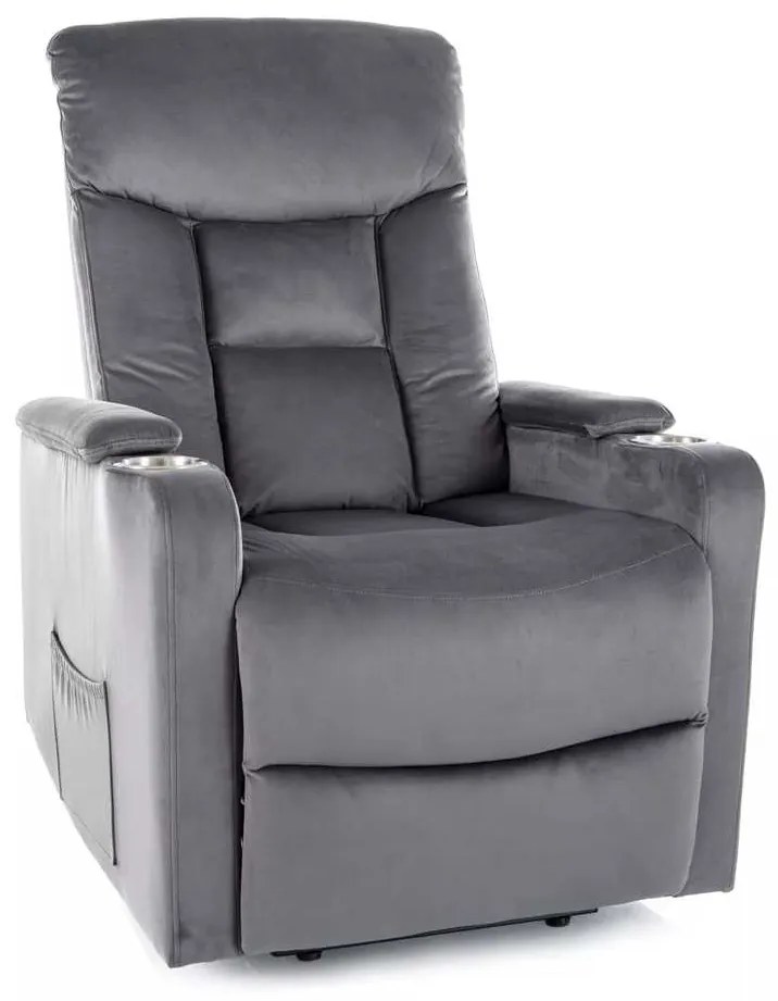 Scaun reclinabil Berville Velvet, gri