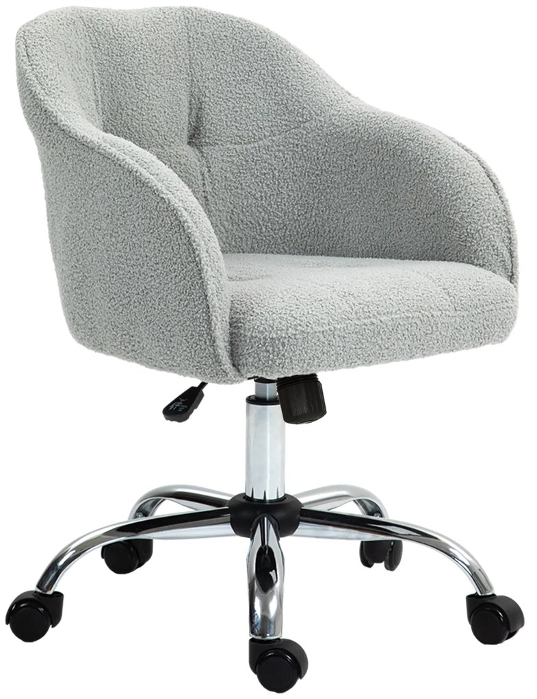 HOMCOM Scaun de birou, fotoliu de birou ergonomic, înălțime reglabilă, șezut și spătar umplute, gri | Aosom Romania