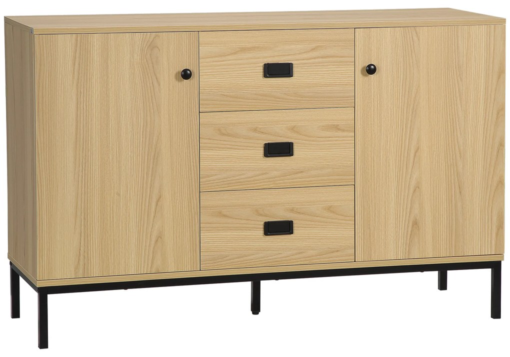 HOMCOM Bufet de depozitare 2 sertare raft reglabil 3 sertare stil contemporan - dim. 120L x 39,5l x 77H cm | Aosom Romania