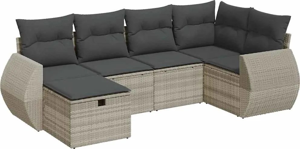 vidaXL Set canapele de grădină cu perne, 6 piese gri deschis poliratan