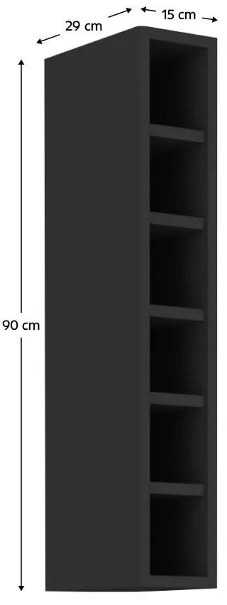 Raft de bucătărie superioară Arikona Monzesa Sober 15 G 90 OTW (negru). 1097082