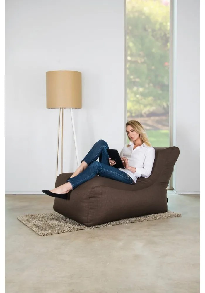 Fotoliu bean bag maro cu tapițerie din țesătură bouclé Lounge – SLOWDOWN