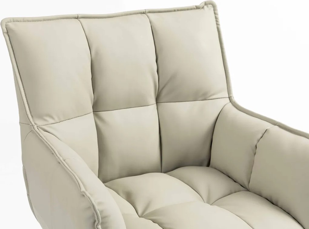 HR560N Scaun Ecru Piele Ecologica Premium Soft cu Bază Cromata