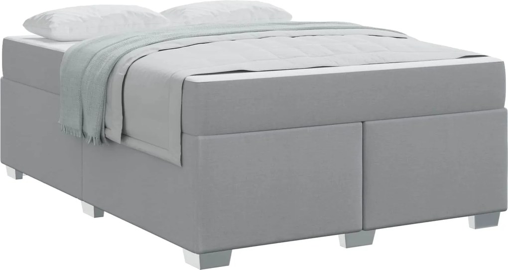 vidaXL Cadru de pat cu saltea Gri deschis 160 x 200 cm țesătură