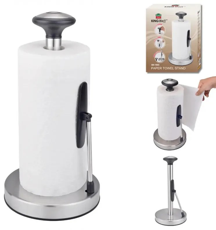 Suport pentru hartie de bucatarie Kinghoff KH 1955, 36,5 cm, Otel inoxidabil, Argintiu