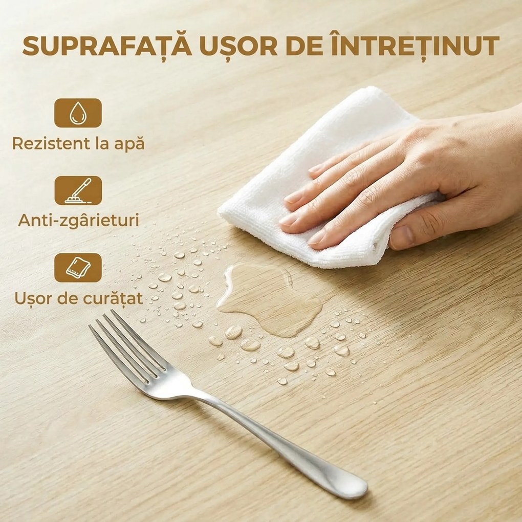 HOMCOM Masă Pliabilă pentru 2-6 Persoane, Cadru Dublu X din Oțel, Finisaj Natural | Aosom Romania