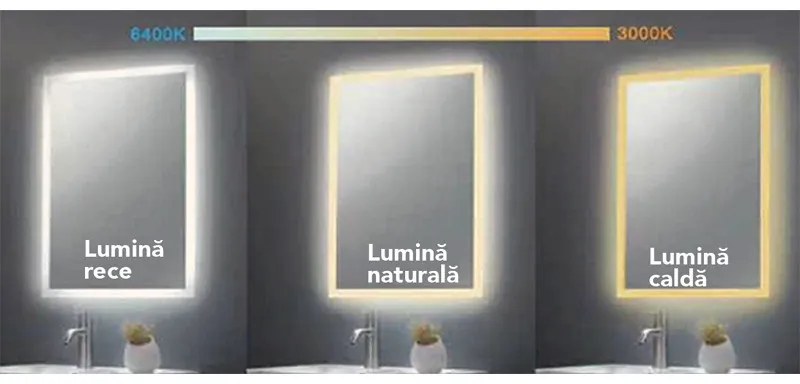 Oglindă, Fluminia, Gold-Lady-60, rotundă, cu iluminare LED și dezaburire, ramă aurie