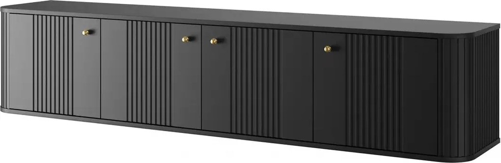 Dulap TV suspendată Vesper 4D 187 cm - negru / mânere aurii