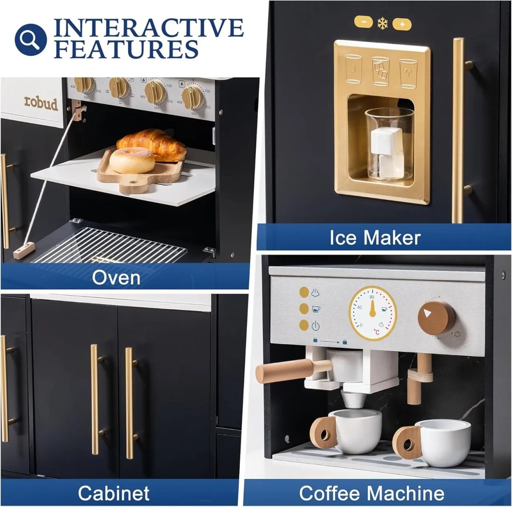 Bucatarie copii din lemn moderna neagra