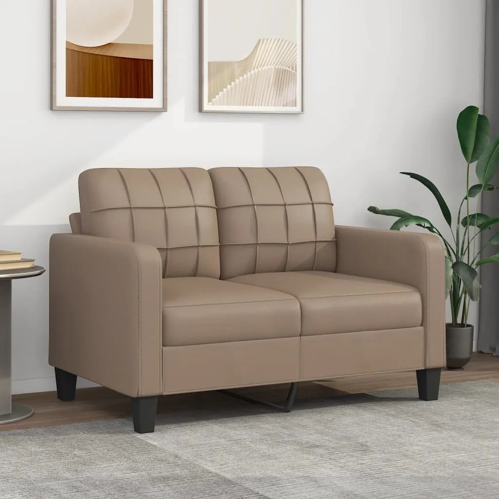 348648 vidaXL Canapea cu 2 locuri, cappuccino, 120 cm, piele ecologică