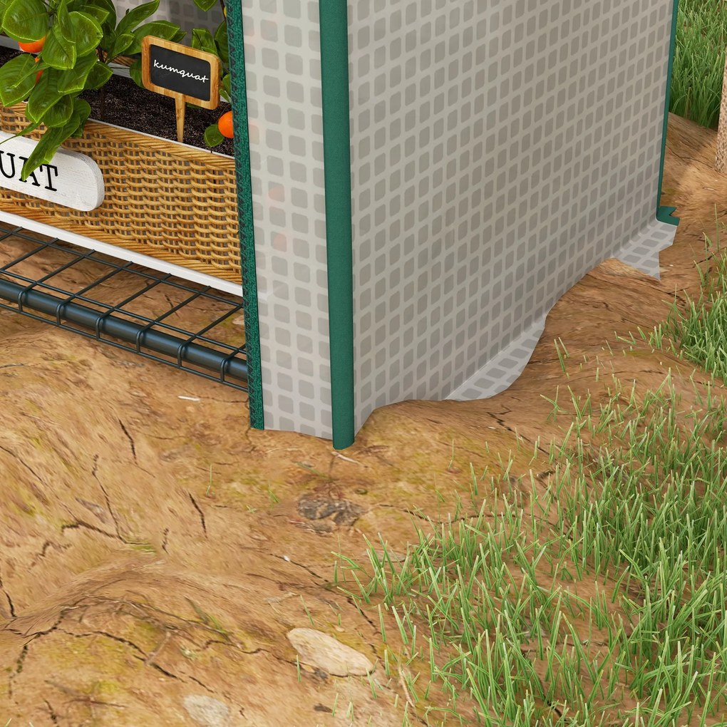 Outsunny Sera de Gradina cu Rafturi din Metal si Copertina din PE, Sera pentre Legume cu Usa Rulou 80x49x160cm, Verde | Aosom Romania
