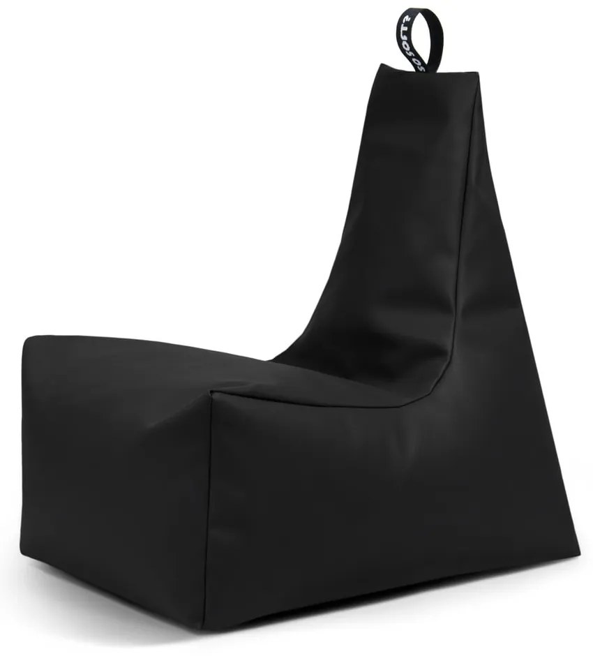 Fotoliu bean bag negru cu tapițerie din imitație de piele Icy L – So Soft?