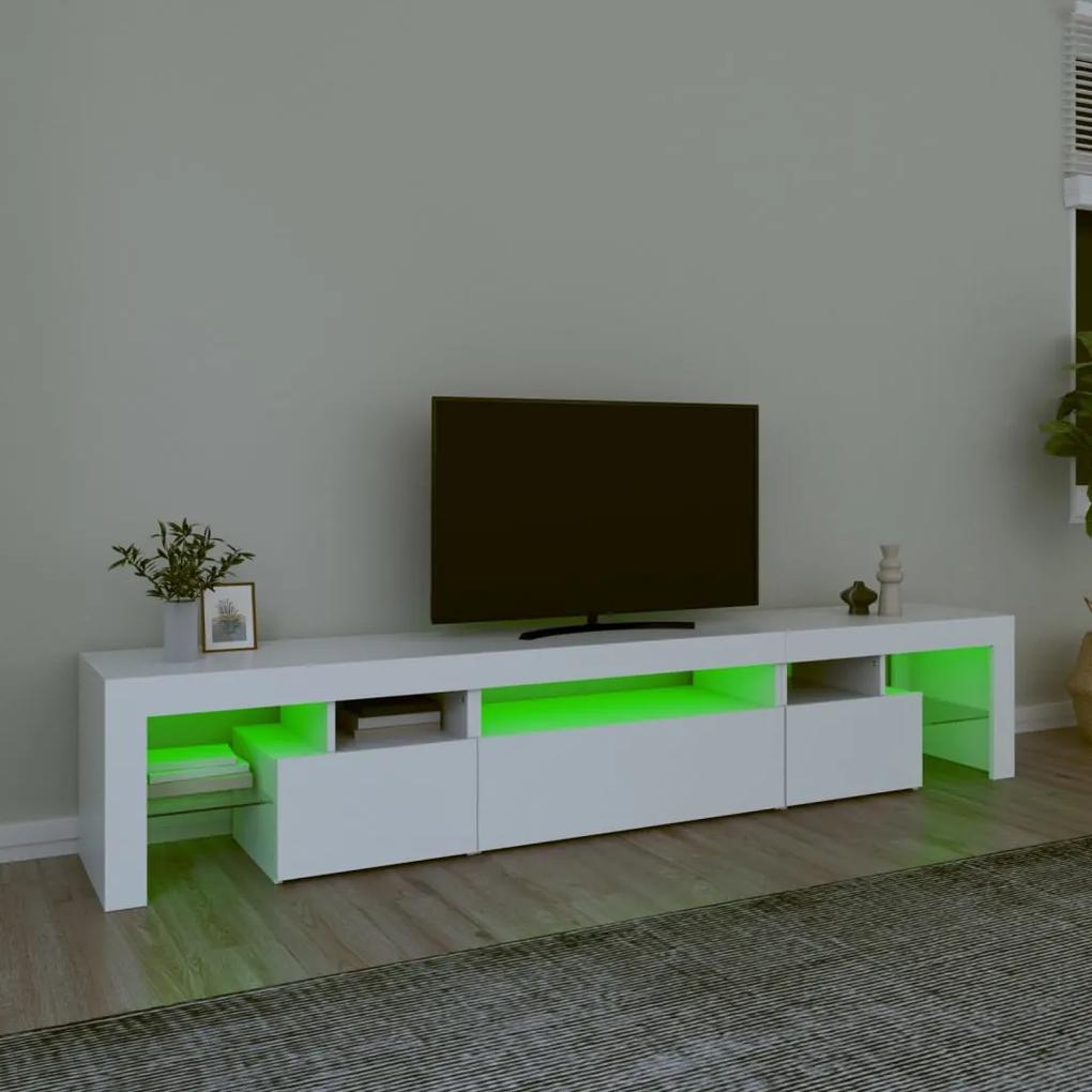Comode TV cu lumini LED, alb   215x36,5x40 1, Alb, 215 x 36.5 x 40 cm