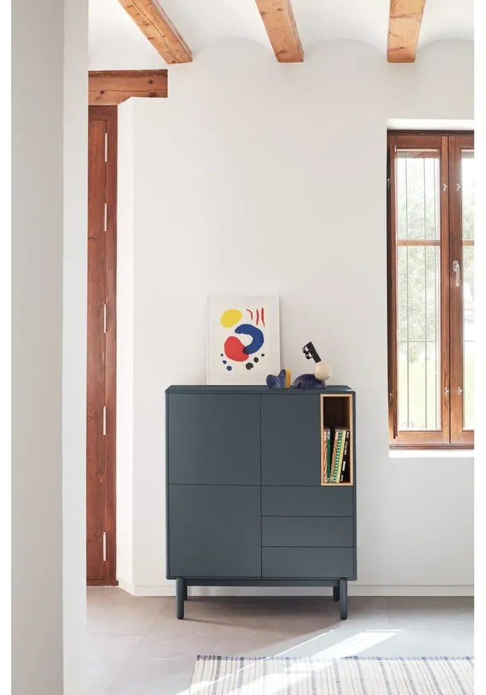 Comodă înaltă gri închis 100x120 cm Corvo - Teulat