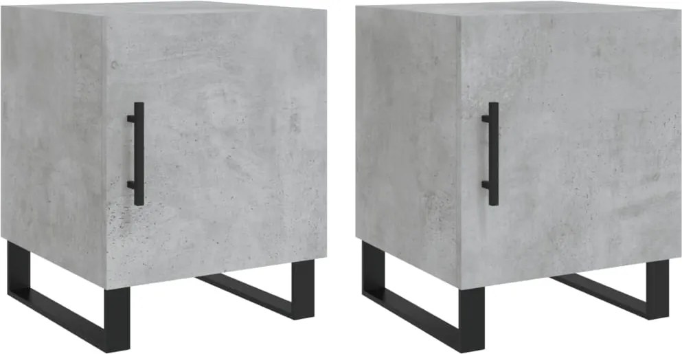 vidaXL Noptiere, 2 buc., gri beton, 40x40x50 cm, lemn compozit