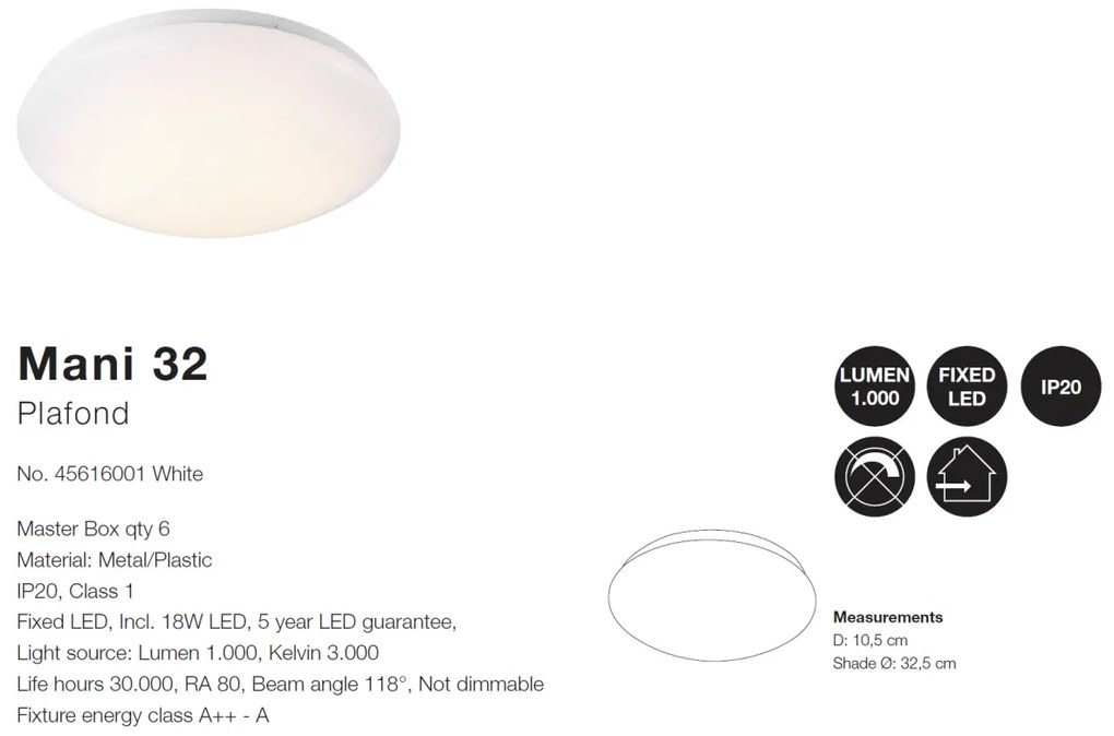 Plafoniera LED design circular Mani 32 45616001 NL