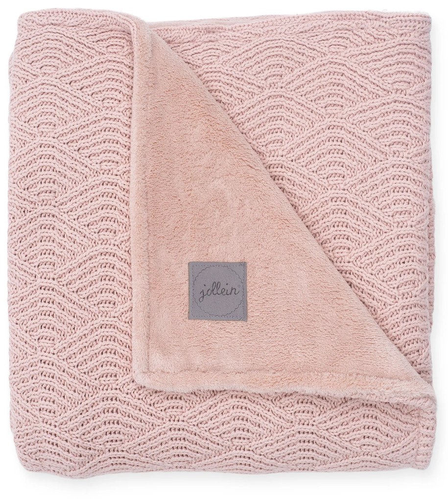 Paturica bebe cu fleece Jollein River, Pale-Pink / 75x150 cm