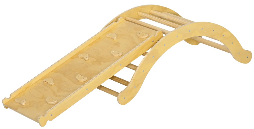 AIYAPLAY Set de cățărare pentru copii, design 4 în 1 cu arc, leagăn, pernă, rampă de alunecare, pentru interior, lemn | Aosom Romania