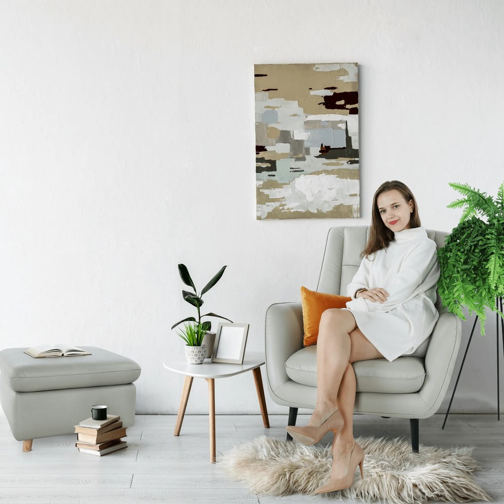 Fotoliu design, piele / piele ecologică, gri deschis / negru, LINSY