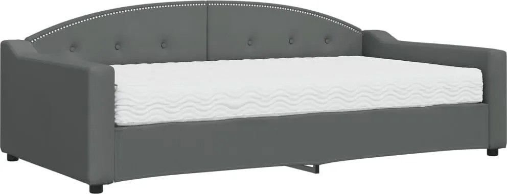 vidaXL Pat de zi cu saltea, gri închis, 100x200 cm, textil