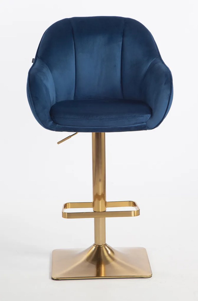 HR2055KW Scaun Bleumarin din Catifea cu Bază Aurie