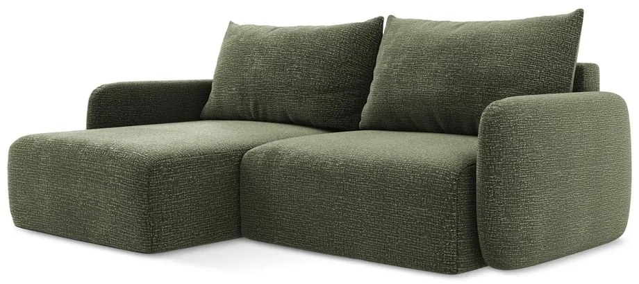 Colțar verde extensibil/cu spațiu de depozitare (cu colț pe partea stângă) Kalena – Makamii